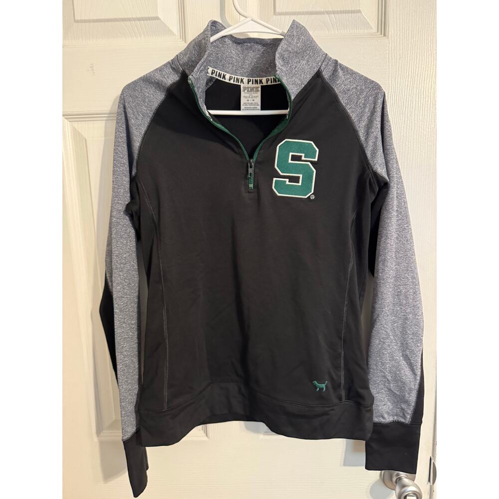 Victoria Secret PINK Michigan State University Quarter Zip Sweatshirt Sz: medium